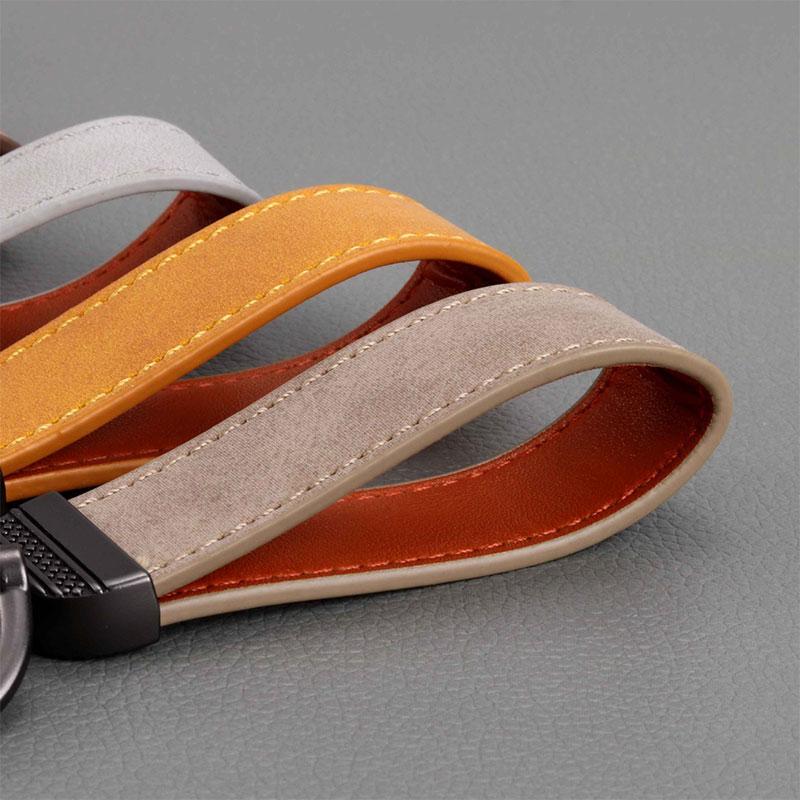 1PC Bag Pendants Leather Car Key Rings Leather Keychain Pure Color Buckle Cars Key Ring Gifts