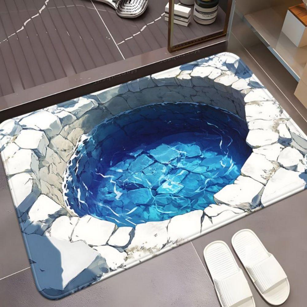 Creative 3D Water Hole Illusion Area Rug Anti-slip Non-slip Floor Mat Home Entryway Carpet Home Decoration