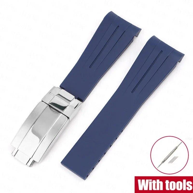 Резиновый ремешок для часов, подходит для Omega x Swatch Moonswatch, 20 мм, складная пряжка из нержавеющей стали для мужчин и женщин, изогнутый сменный ремешок для Rolex