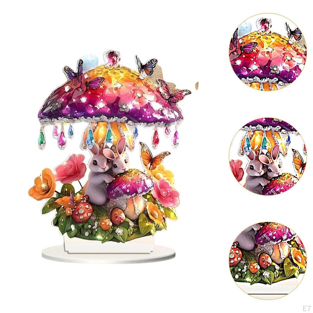 2D Bunny Ornament Acrylic Rabbit Design for Festive Tabletop Display