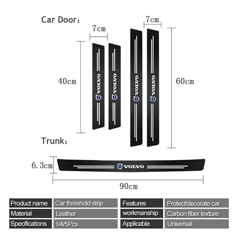 5Pcs Car Logo Threshold Stickers Door Sill Protector Anti Scratch For Volvo XC90 V90 V60 XC60 V40 S80 S60 S90 C40 XC40 V70 XC70 apu256