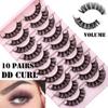 10 Pairs Super Volume Reusable Fluffy Natural False Eyelashes 3D Mink DD Curl Russian Curl Lashes