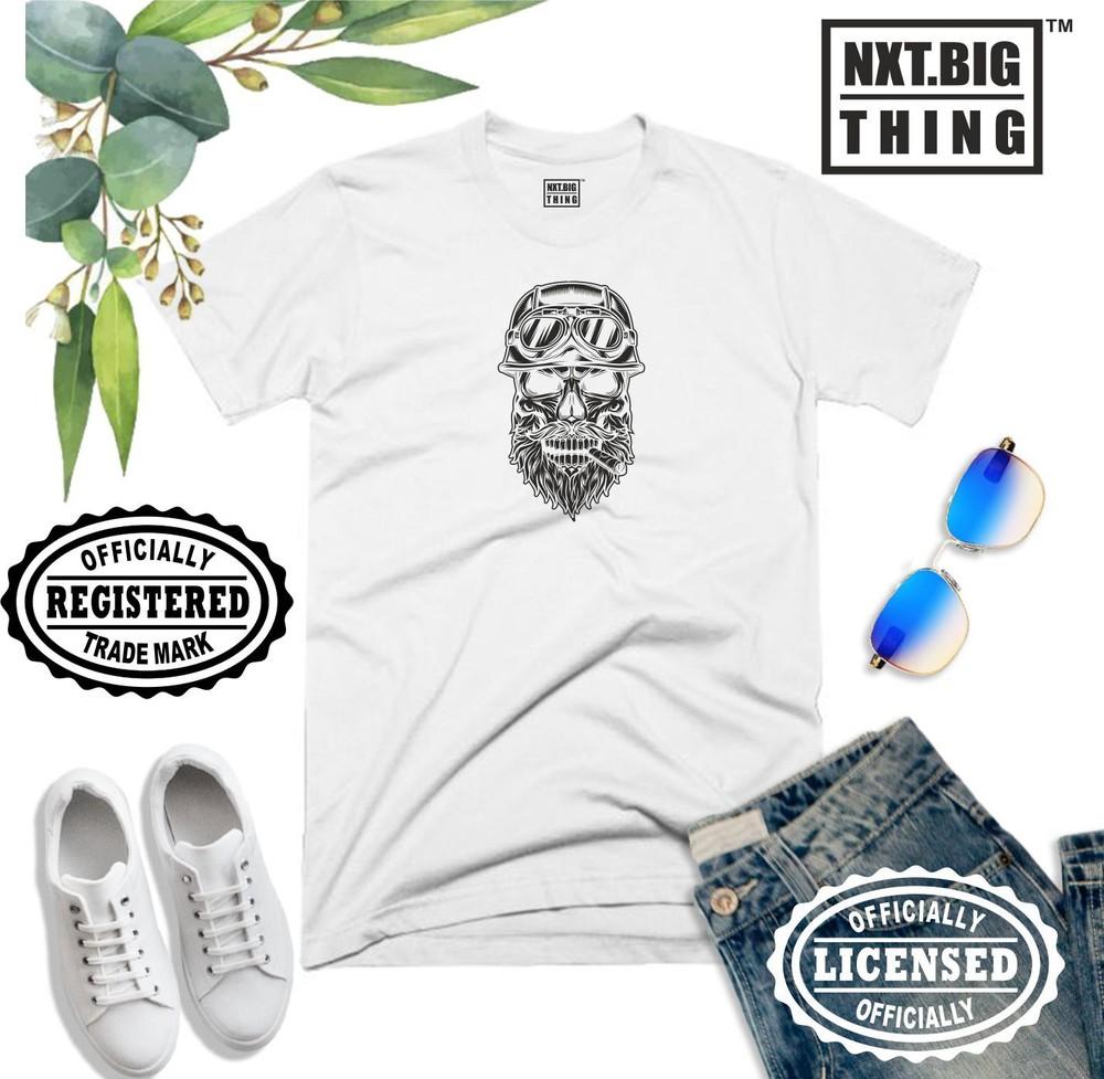 Bearded Skull T Shirt Bike Biker Ride Race Dead Motorbike Motorcycle Chopper Top