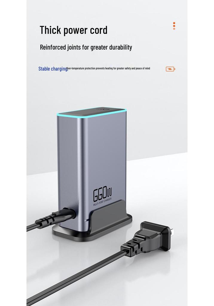 PD100 660 Вт док-станция для быстрой зарядки на нитриде галлия с QC30W, 8 портов