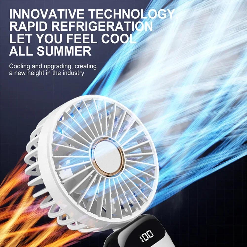 New USB Handheld Fan Mini Portable Desktop Charging Small Fan Foldable Digital Display Aromatherapy Small Electric Fan