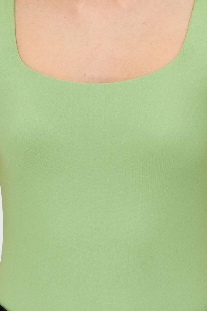 Women's Fashion New Body Green Square Collar Fitted Soft Touch Stretchy Knitted Body with Soft Snaps