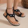 Сандалии для женщин, весна-лето 2024, сандалии с тремя цветками и набором ног, пляжные шлепанцы, женские сандалии большого размера