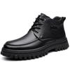 Fashion Winter Leather Platform Velvet Snow Boots for Men Fashion Soft Sole Increase Men's Cotton Shoes Designer Black Male Ankle Boots