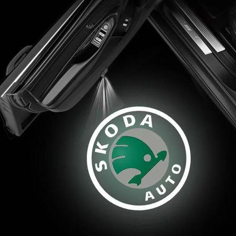 AAAJB1 2pcs Car Door Welcome Light Led HD Projector Lamp Courtesy Lights for Skoda VRS Kodiaq Karoq RS Superb Octavia Yeti Fabia Rapid
