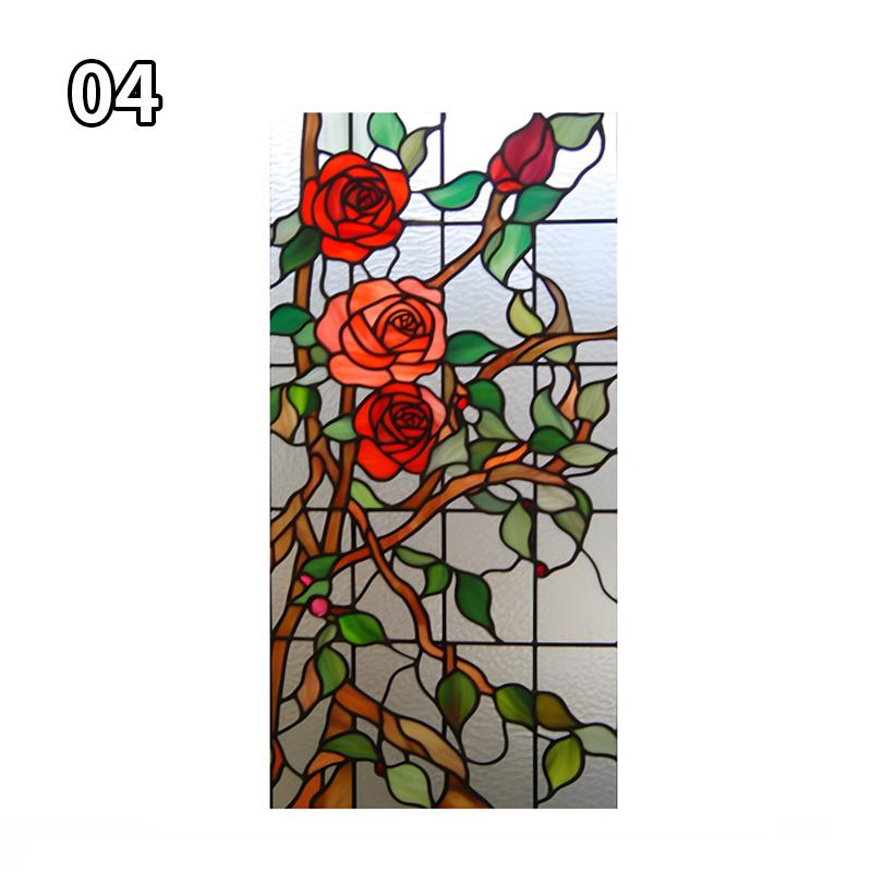 Винтажная художественная пленка для стекла Rose Lotus, пленка для церковных витражей, статическая липкая водонепроницаемая, непроницаемая для солнца, матовая защитная пленка для стекла