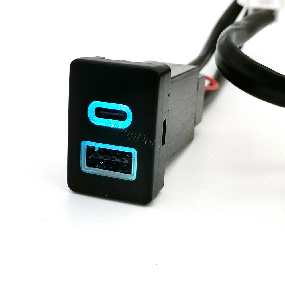 1 шт. Автомобильная двойная розетка-зарядное устройство QC3.0 USB Type-C PD Выход для зарядки Адаптер питания Телефон Для Toyota LC120 Prado