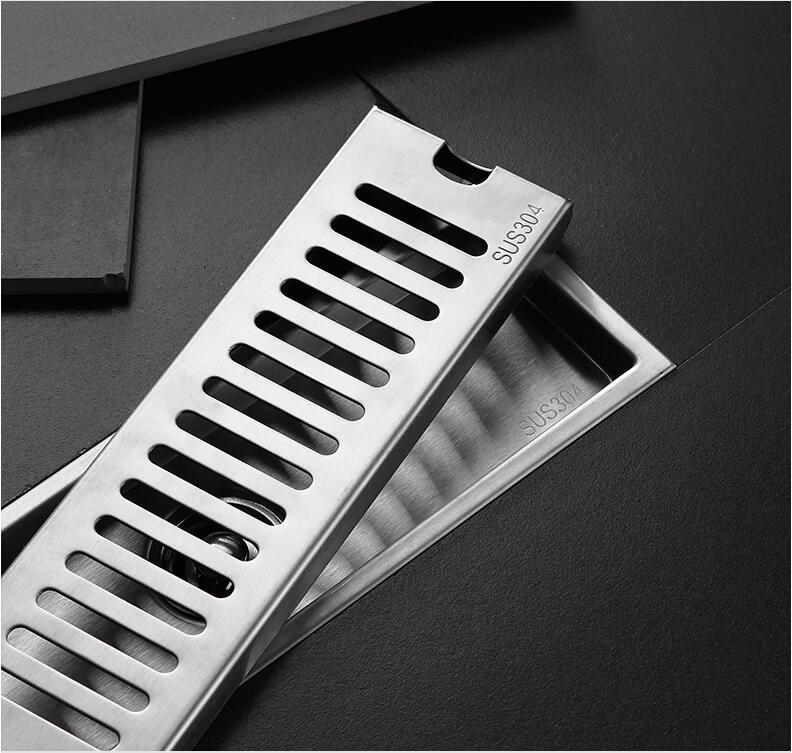 Shower drain 304 stainless steel shower floor drain long Linear drainage drain for hotel bathroom kitchen floor