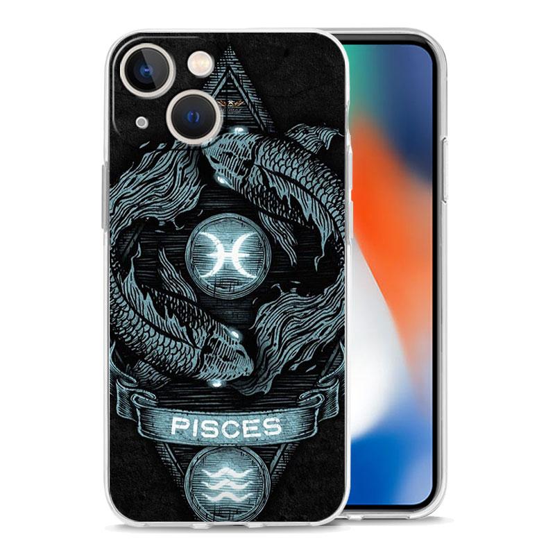 Чехол для телефона для iPhone 16 15 14 13 12 11 Pro Max XS X XR 7 8 Plus мягкий ТПУ Прозрачный чехол Овен Лев Весы Рыбы Дева Козерог