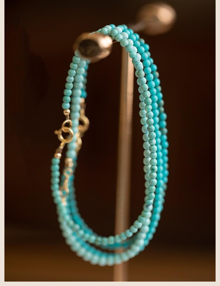 Delicate Bracelet 2mm 3.5mm High Quality Natural Ore No Qptimization Turquoise 14K Gold Filled Clasp Bracelets for Women Jewelry