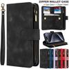 Wallet 9 Card Slots Flip Zipper Leather Case For iPhone 16 15 Plus 14 13 12 11 Pro Max XR X Samsung S24 S23 S22 S21 Ultra Plus FE A15 A55 A14 A34 A54