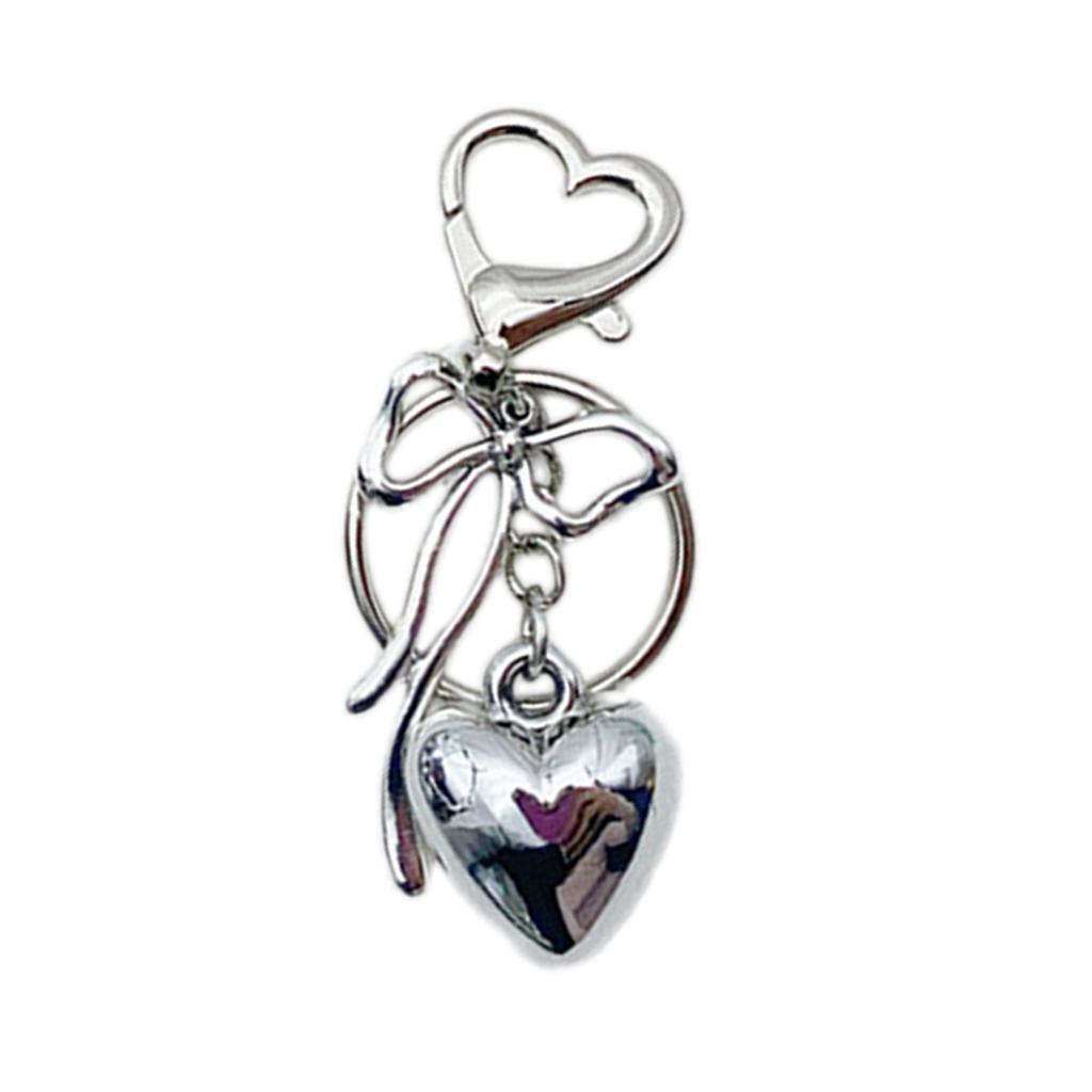 Elegant Alloy Love Heart Bowknot Charm Women's Accessory Bag Pendant Handbag Decorative Ornament Keyring for Ladies