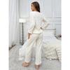 Simple Leisure Solid Colour Flannel Home Wear Pajamas Suit Striped Pajamas Women's Long Sleeve Long Trousers