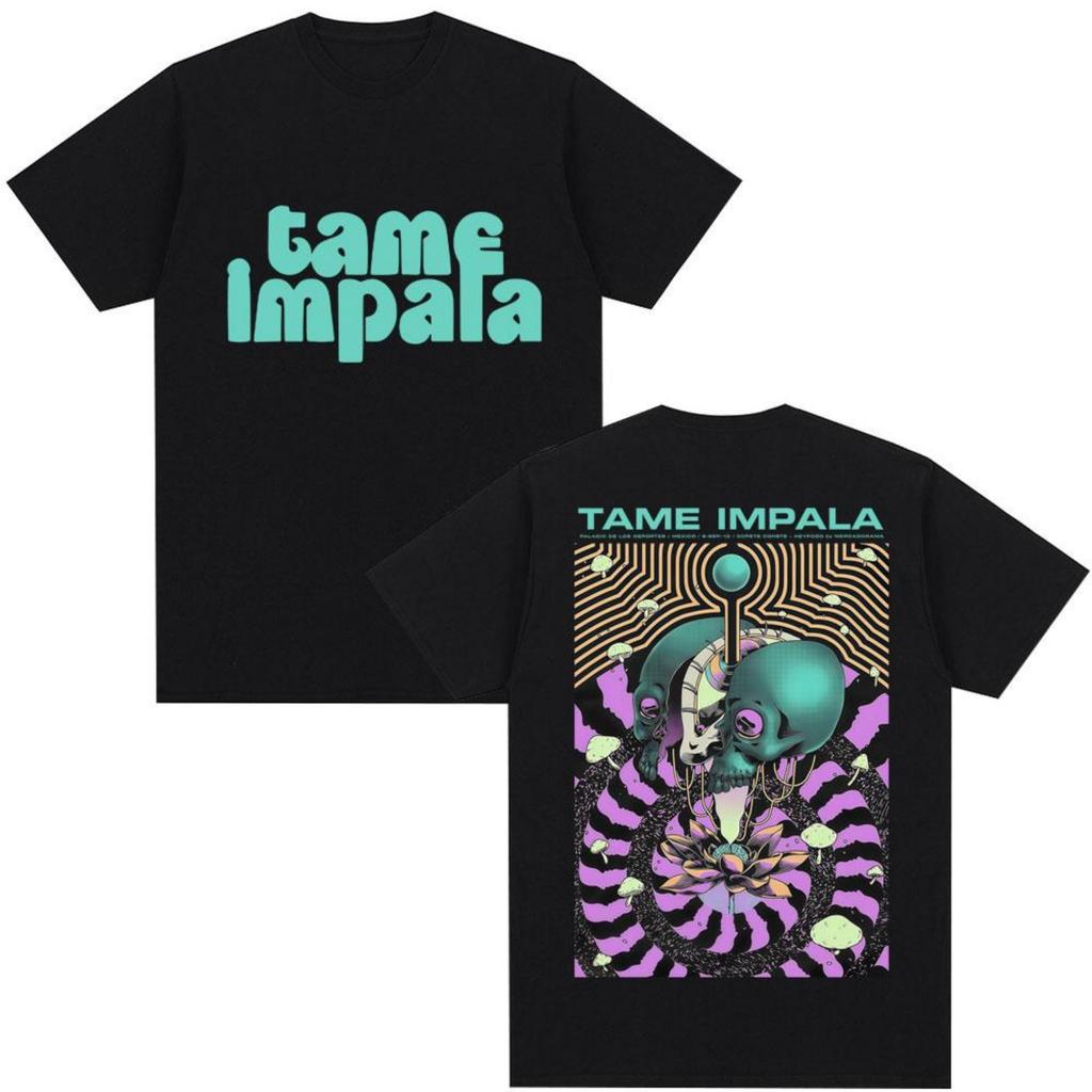 Винтажная футболка рок-группы Tame Impala Мужская Женская Мода Харадзюку Готические Футболки Оверсайз Повседневная Хлопковая Футболка Мужская Уличная Одежда