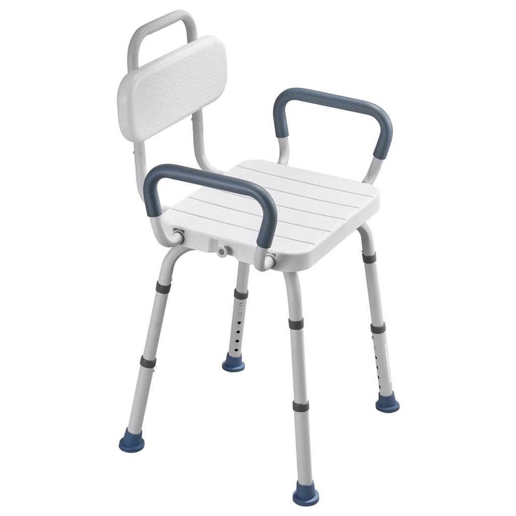 Swivel Shower Chair with Arms and Back, 180 kg Load Heavy Duty Bench Seat for Inside Shower Stall and Bathtub, Height Adjustable Bathroom Bath Tub