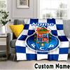 Custom Name FC Porto Crest Emblem Throws Blanket Flannel Blankets for Couch Bed Gifts for Men Women Picnic blanket Christmas fan gifts