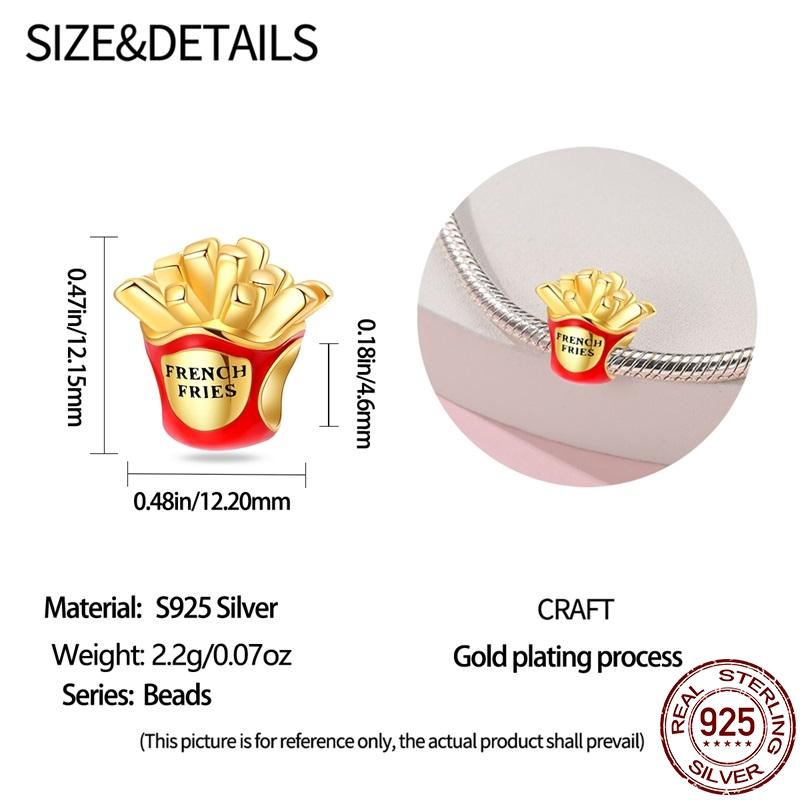 100% Настоящая Медь Подвеска Картошка Фри Пончики Подходит для Оригинального Браслета Пандора для Женщин Подарок на День Рождения Изысканные Ювелирные Изделия