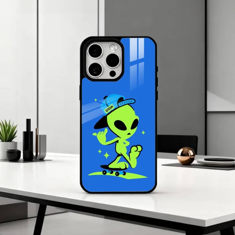 Cool C-Cartoon Alien Space Phone Case For iPhone17,16,15,14,13,12,11 Plus,Pro Max Magnetic For Magsafe Wireless Charging