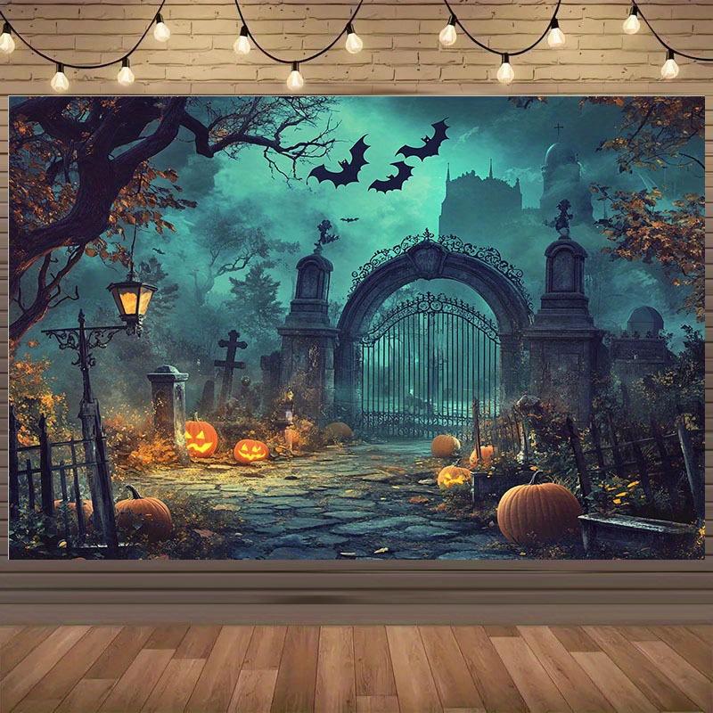 Halloween Forest Pumpkin Arch Background Cloth: Creating a Mysterious and Horror Atmosphere Party Banner