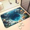 Yousheng 3D Underwater Cave Optical Illusion Rug Blue Ocean Small Area Rug Non-slip Kids Room Floor Mat for Bathroom Bedroom Living Room
