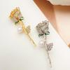 Korean Style Elegant Pearl Rose Brooch - Exquisite Corsage for Coats and Suits