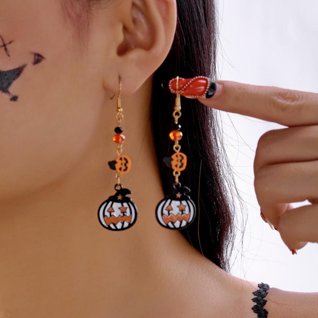 Halloween Costume Jewelry Alloy Earrings With Ghost And Spider Web Design For Men And Women