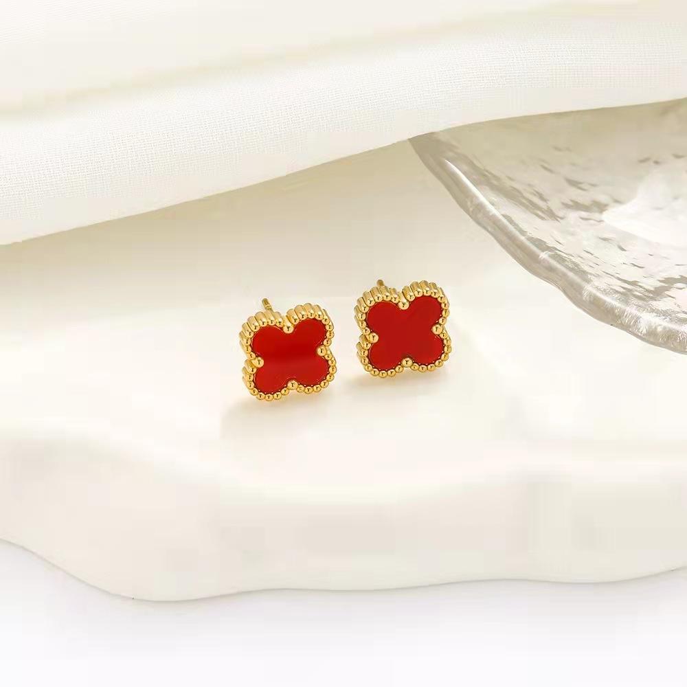 Высококачественные серьги с четырехлистным клевером, легкие роскошные модные индивидуальные серьги 18 карат, не теряют цвет