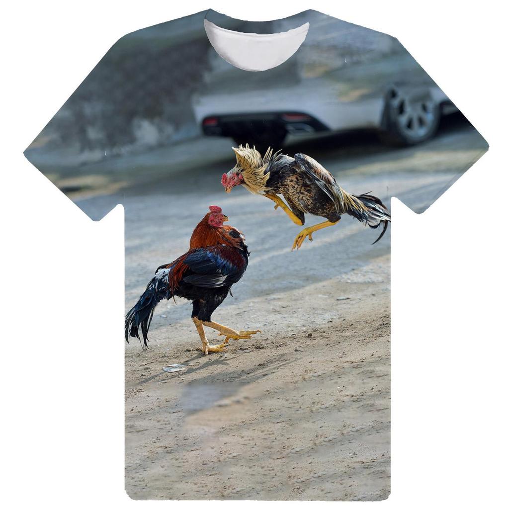 Летний топ с круглым вырезом и принтом «Петушиная игра», модные повседневные футболки с короткими рукавами для мужчин и женщин, для мальчиков и девочек, универсальные футболки