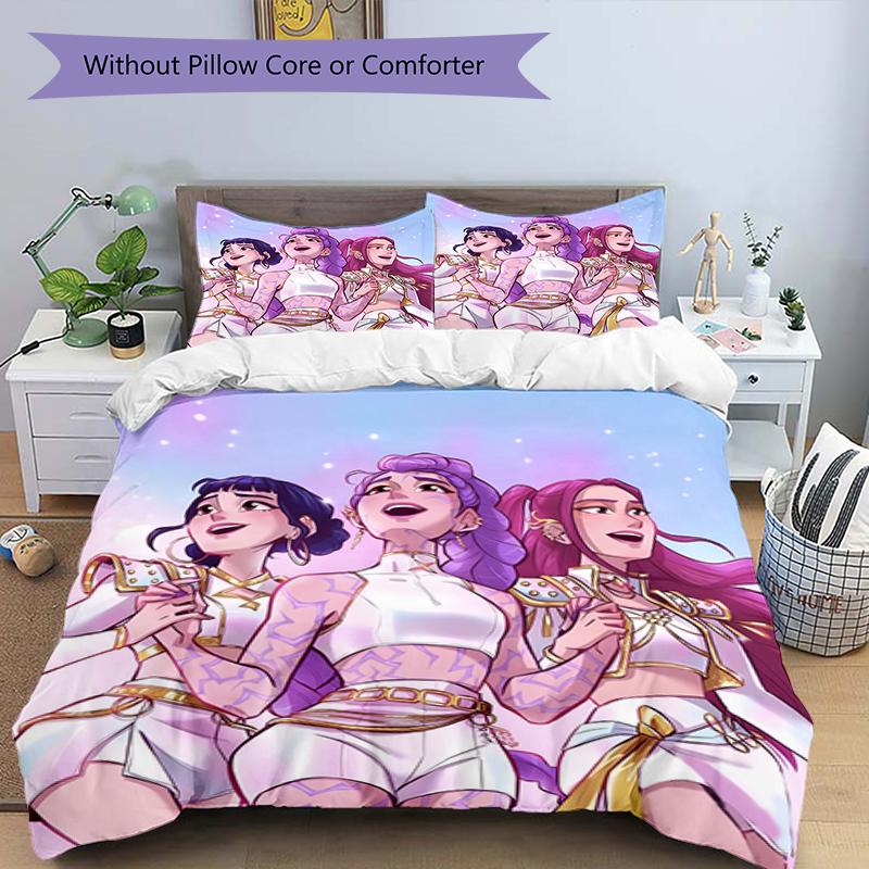 3pcs KPop Demon Hunters7 Design Cover Set - HD Printed Bedding with 1 Cover and 2 Pillowcases - Perfect for Home and Dorm Decor