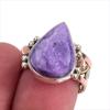 Natural Charoite Gemstone Two Tone 925 Sterling Silver Jewelry Ring Size 7 K6Z54