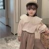 Girls' Mesh Lotus Leaf Collar Cardigan - Autumn Top for Ages 3-8