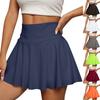 Women's Casual High Waist Solid Color Short Half Skirt Sports Skirt Pleated Skirt