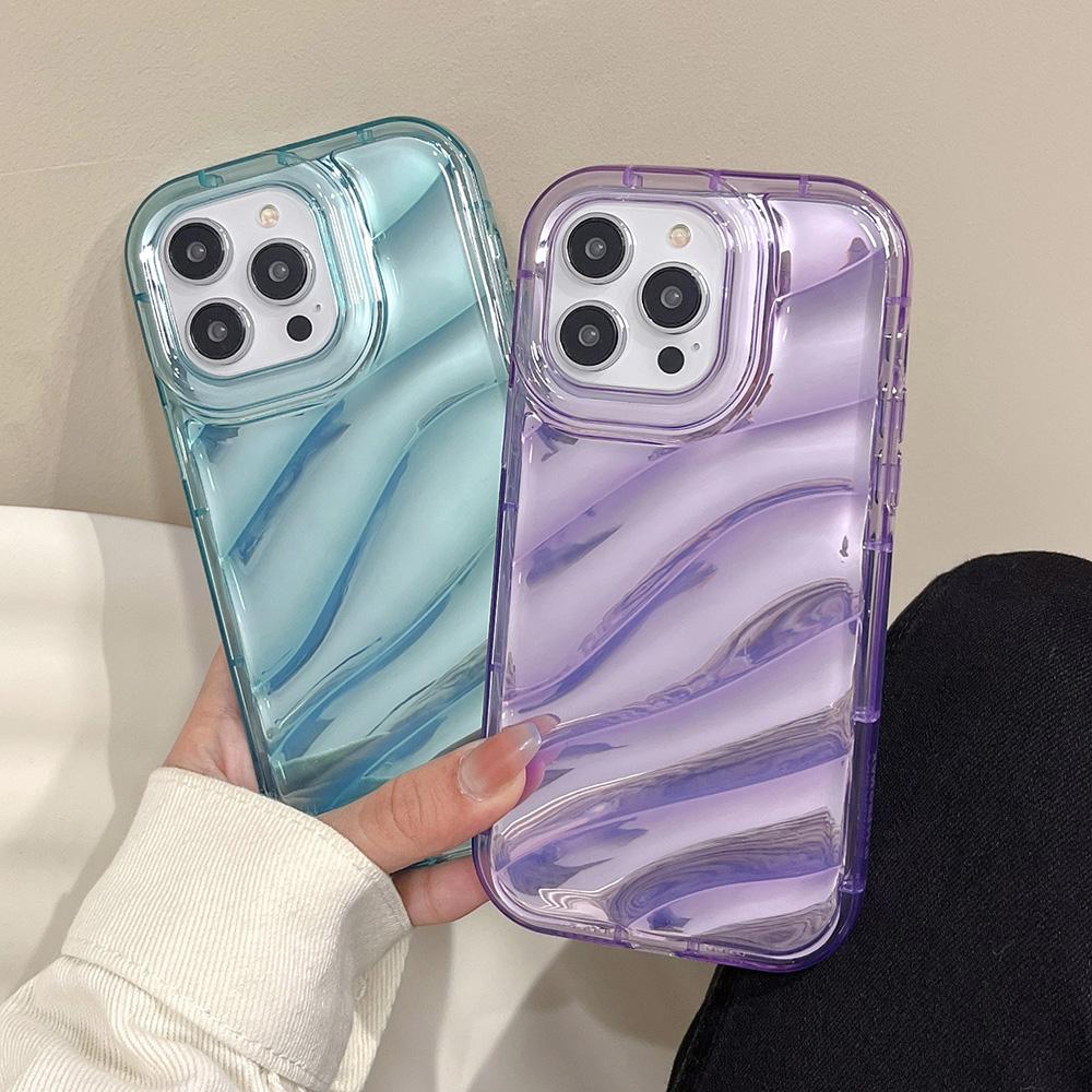 Mobile Phone Cases for iPhone 11 13 XR 16 Pro Max 12 14 Pro Max Case iPhone 16 7 Plus 8 Plus XS Max 6 15 Plus Laser Wave Pattern Anti-drop Waterproof