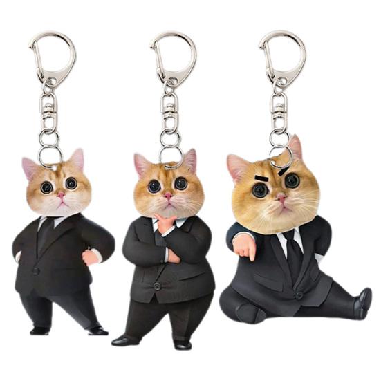 1 шт/3 шт брелок для ключей с изображением кота акриловый мультяшный костюм кота брелок для рюкзаков сумок сотовых телефонов украшения