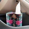 Floral Pattern Car Tissue Holder With Tissue Travel Cylinder Tissue Box For Car Cup Holder Suitable For Home Tables