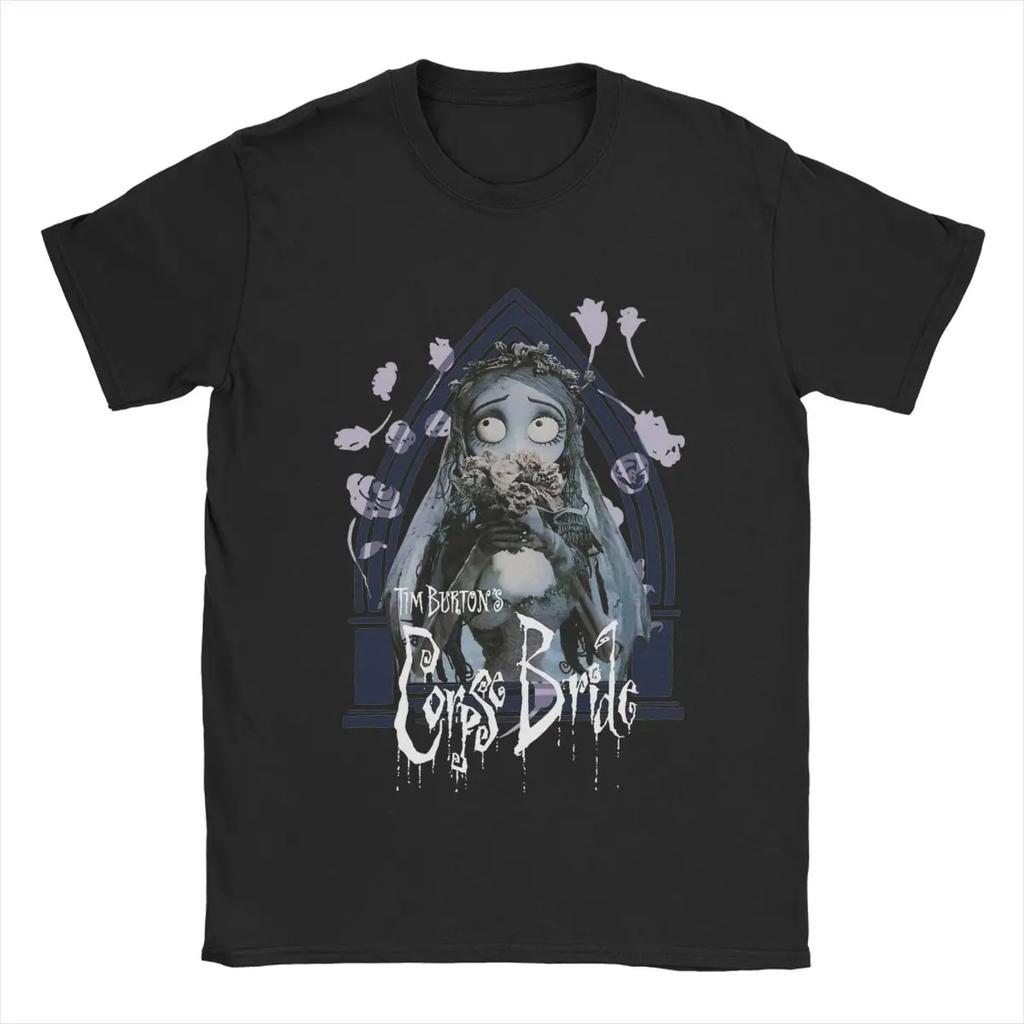 Corpse Bride Emily Roses And Altar T-Shirts Cool Pure Cotton Tee Shirt O Neck Short Sleeve T Shirts Gift Idea Clothes