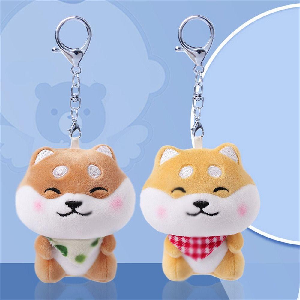 Plush Doll Scarf Shiba Keyring Cute Scarf Puppy Dog Pendant Fashion Plush Dog Keychain Couple Gift