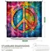 Peace Symbol Shower Curtain, 72x72 inch Polyester, Colorful Watercolor Tie Dye Hippie Peace Sign Bathroom Shower Curta Decor Set with 12 Hooks
