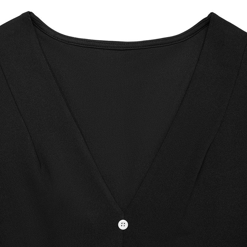 New Elegant Women's Style Long Sleeved Contrasting Skirt with Ruffle Edge Autumn Dress