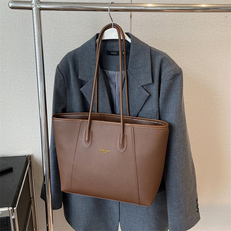 Классическая однотонная сумка-тоут из искусственной кожи на плечо большой вместимости, новая модная женская сумка в стиле ретро