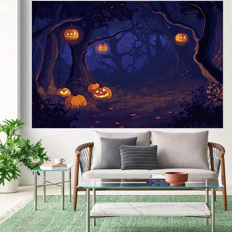 1 Halloween pumpkin forest background with little ghost lights and a dark forest no need for power Halloween decorations