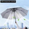 Umbrella with Fan USB Rechargeable UV Protection Umbrella Multi-Function Folding Beach Umbrella for Fishing Golfing Travel
