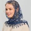Простой Цветочный Вырез Кружевной Платок Дышащий Однотонный Женский Треугольный Шарф Вышитый в Этническом Стиле Кружевной Платок на Голову