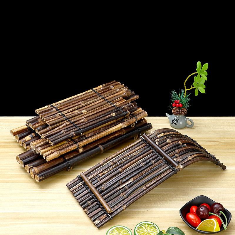 Винтажная бамбуковая тарелка для суши, бамбуковая тарелка-ограда, японская корейская кухня, сашими, суши-лодки, креативная сервировочная тарелка