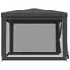 3x3 m Party Tent with 4 Mesh Side Walls Anthracite HDPE