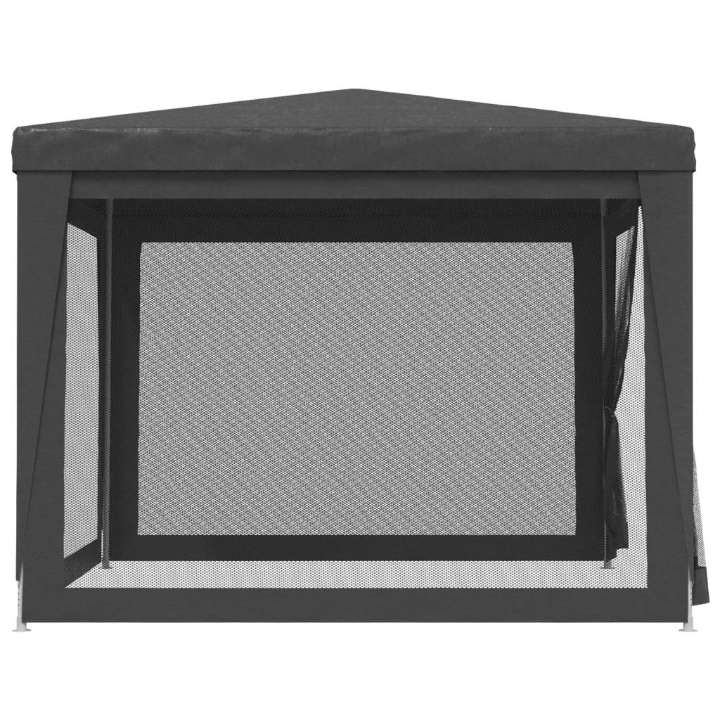 3x3 m Party Tent with 4 Mesh Side Walls Anthracite HDPE